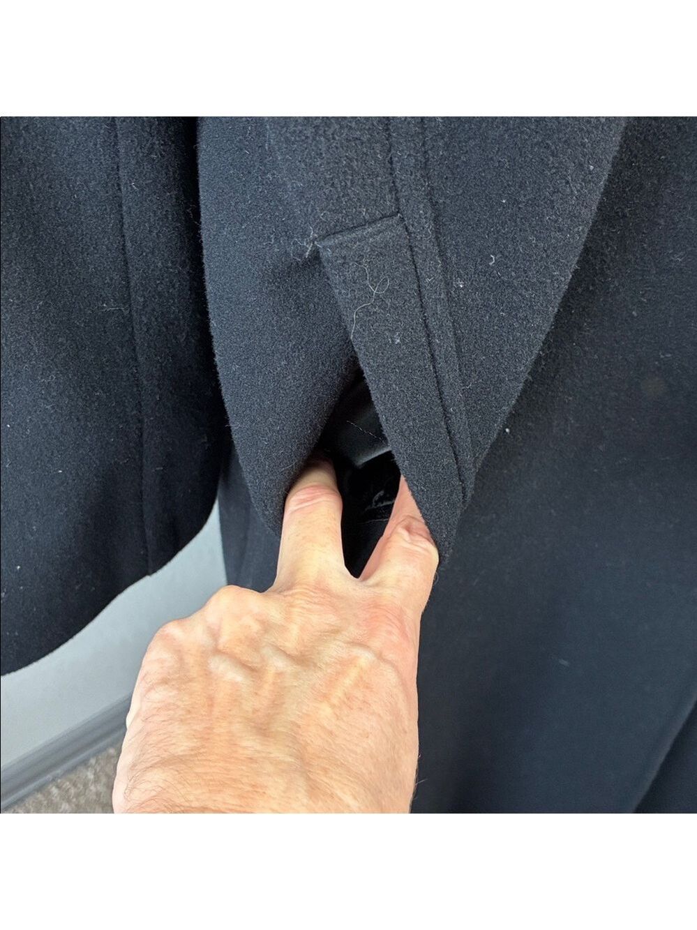 Preston & York Wool Maxi Coat Black 4 Button Collar Pockets Overcoat Classic 12 - Picture 8 of 9